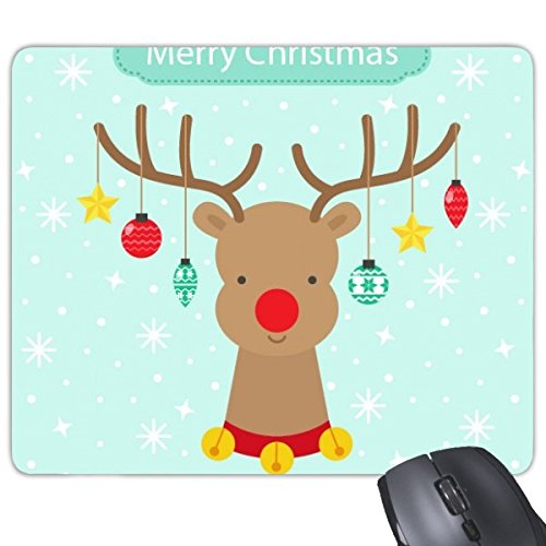 Weihnachten Schneeflocke Star Leuchtmittel Hirsch Frohe Weihnachten Festival Illustration Muster Rechteck rutschfeste Gummi Mauspad Spiel Maus Pad von DIYthinker