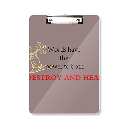 Words Have Power to Heal Buddha Zitat Klemmbrett Ordner Schreibblock Trägerplatte A4 von DIYthinker