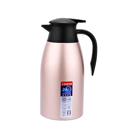 Thermoskanne,Isolierkanne, Kaffeekanne, Kaltgetränkekessel, Haushalt Wasserkrug Flasche, isoliert, doppelwandig, Vakuum-Wasserkoche (Roségold, 2.0L) von DIZISLI