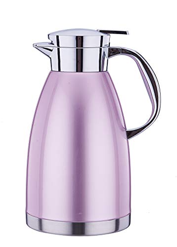 Thermoskanne,Isolierkanne, Kaffeekanne, Kaltgetränkekessel, Haushalt Wasserkrug Flasche, isoliert, doppelwandig, Vakuum-Wasserkoche (Lila, 1.8L) von DIZISLI