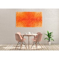 Großes 3D Wanddekor in Warme Orange Töne, Moderne Wanddekoration Mit Holzwürfel von DInteriorsShop