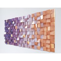 Holz Wandkunst Panel Für Bürodekoration, Lila Wandkunst, Moderne Holzskulptur in Verschiedenen Größen, 3D Wandplatten Holz, Wohnkultur Geschenk von DInteriorsShop