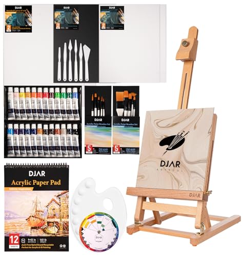 DJAR Acrylfarben-Set mit Mini-Tischstaffelei DJAR Acrylfarben-Set mit Mini-Tischstaffelei von DJAR