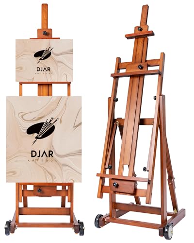 DJAR Extra große Studio-Malstaffelei, hochwertiges Buchenholz, beweglich und verstellbare Kunststaffelei mit H-Rahmen, für Erwachsene, Künstler, hält Leinwand bis zu 198,1 cm, Walnuss DJAR Extra große Studio-Malstaffelei, hochwertiges Buchenholz, beweglich und verstellbare Kunststaffelei mit H-Rahmen, für Erwachsene, Künstler, hält Leinwand bis zu 198,1 cm, Walnuss von DJAR