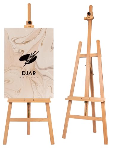 DJAR Holz-Staffelei zum Malen, 144 - 198 cm, verstellbare Höhe, für Leinwand bis 109 cm, Bodenstaffelei für Erwachsene, Anfänger DJAR Holz-Staffelei zum Malen, 144 - 198 cm, verstellbare Höhe, für Leinwand bis 109 cm, Bodenstaffelei für Erwachsene, Anfänger von DJAR