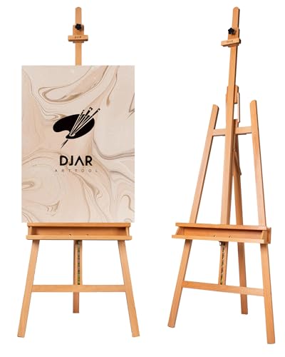 DJAR Kunststaffelei Ständer zum Malen, massives Buchenholz, verstellbar, groß, Studio-Bodenstaffelei mit Ablageschale für Erwachsene, Studenten, hält Leinwand bis zu 124,5 cm, Natur DJAR Kunststaffelei Ständer zum Malen, massives Buchenholz, verstellbar, groß, Studio-Bodenstaffelei mit Ablageschale für Erwachsene, Studenten, hält Leinwand bis zu 124,5 cm, Natur von DJAR