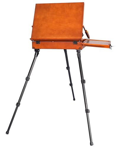 DJAR Plein Air Kunst-Staffelei, Buchenholz, professionelle Aquarell-Pochade-Box mit Edelstahl-Stativ, tragbare Aufbewahrungsbox für Künstler, Erwachsene, Walnuss DJAR Plein Air Kunst-Staffelei, Buchenholz, professionelle Aquarell-Pochade-Box mit Edelstahl-Stativ, tragbare Aufbewahrungsbox für Künstler, Erwachsene, Walnuss von DJAR