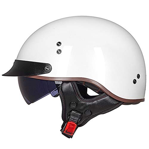 DJCALA Motorrad Halbhelme Brain-Cap · Halbschale Jet-Helm Roller-Helm ECE-Zertifizierung Scooter-Helm Mofa-Helm Retro Motorrad Half Helm mit Built-in Visier für Cruiser Chopper Biker von DJCALA