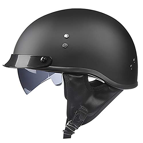 DJCALA Motorrad Halbhelme Brain-Cap · Halbschale Jet-Helm Roller-Helm ECE-Zertifizierung Scooter-Helm Mofa-Helm Retro Motorrad Half Helm mit Built-in Visier für Cruiser Chopper Biker von DJCALA