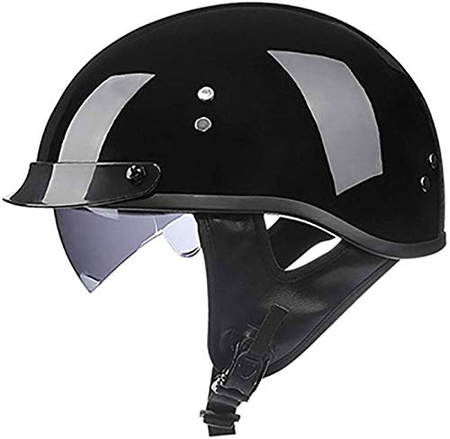 DJCALA Motorrad Halbhelme Brain-Cap · Halbschale Jet-Helm Roller-Helm ECE-Zertifizierung Scooter-Helm Mofa-Helm Retro Motorrad Half Helm mit Built-in Visier für Cruiser Chopper Biker von DJCALA