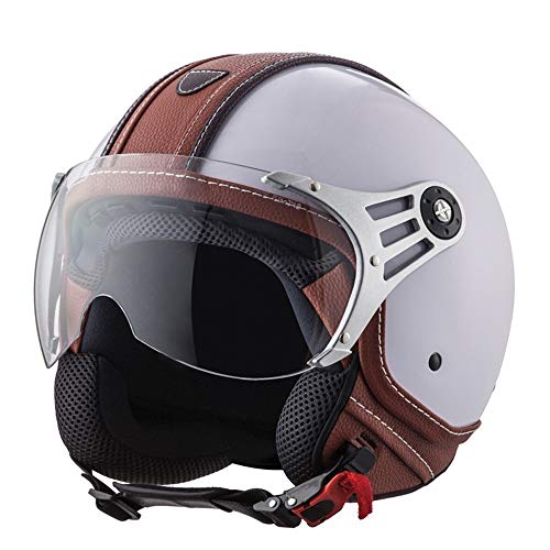 DJCALA Vintage Deluxe“ · Jet-Helm · Motorrad-Helm Roller-Helm Scooter-Helm Moped Mofa-Helm Halbhelme Chopper Retro Vespa Pilot Biker Mit Visier ECE Genehmigt Für Erwachsene Männer Frauen DJCALA Vintage Deluxe“ · Jet-Helm · Motorrad-Helm Roller-Helm Scooter-Helm Moped Mofa-Helm Halbhelme Chopper Retro Vespa Pilot Biker Mit Visier ECE Genehmigt Für Erwachsene Männer Frauen von DJCALA
