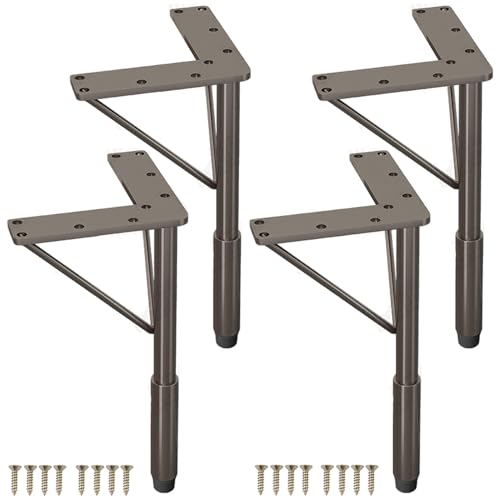 DJCYGG 4 Stück Möbelbeine Verstellbare Tischbeine Möbelfüße Edelstahl Schrankfüsse Sockelfüße Ersatz Stützfüße Beine für Sofa Bettes Nachttisch,mit Schrauben (Gold,39.5cm) von DJCYGG