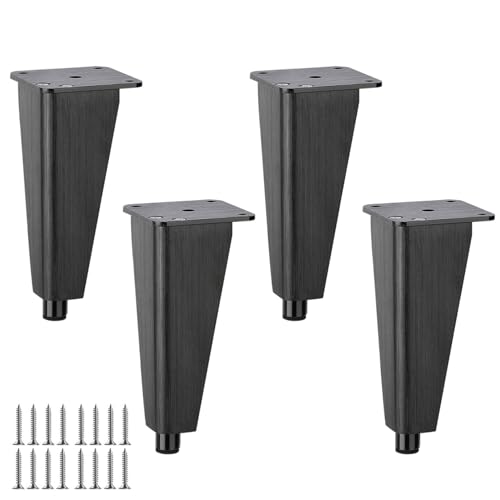 DJCYGG 4 Stück Möbelfüße Verstellbar Schrankbeine Metall Tischbeine Schrankfüsse Bettfüße Ersatz Stützfüße für Sofa,Couchtisch,TV-Schrank,Sideboard,mit Schrauben (Schwarz,25cm) von DJCYGG
