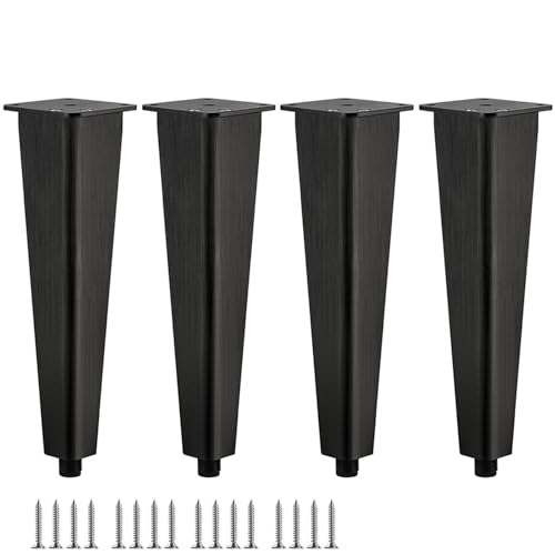 DJCYGG 4 Stück Möbelfüße Verstellbar Schrankbeine Metall Tischbeine Schrankfüsse Bettfüße Ersatz Stützfüße für Sofa,Couchtisch,TV-Schrank,Sideboard,mit Schrauben (Schwarz,30cm) von DJCYGG