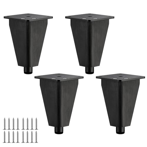 DJCYGG 4 Stück Möbelfüße Verstellbar Schrankbeine Metall Tischbeine Schrankfüsse Bettfüße Ersatz Stützfüße für Sofa,Couchtisch,TV-Schrank,Sideboard,mit Schrauben (Schwarz,8cm) von DJCYGG