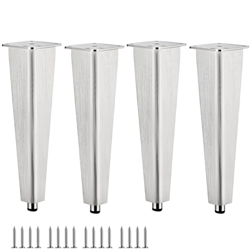 DJCYGG 4 Stück Möbelfüße Verstellbar Schrankbeine Metall Tischbeine Schrankfüsse Bettfüße Ersatz Stützfüße für Sofa,Couchtisch,TV-Schrank,Sideboard,mit Schrauben (Silber,30cm) von DJCYGG