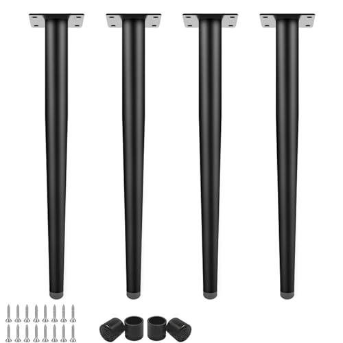 DJCYGG 4 Stück Möbelfüße Verstellbar Tischbeine Stellfuß Konisch Sofafüsse Metall Schrankfüsse Ersatz Stützfuß für Schreibtisch,Esstisch,Couchtisch,Bürotisch,mit Schrauben (Schwarz,100cm) von DJCYGG