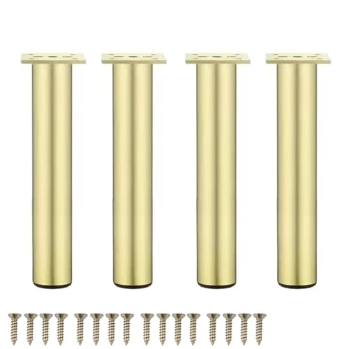 DJCYGG 4 Stück Möbelfüße Verstellbare Tischbeine Sofa Füße Metall Schrankfüsse Sockelfuß für Möbel,Küche,Schreibtisch,Fernsehschrank,Bett,Nachttisch,Lehrstuhl,mit Schrauben (Gold,8cm) von DJCYGG