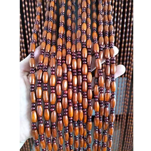 DJCYGG Perlenvorhang Hängender Teilervorhang Holzperlenvorhang Türvorhang Ohne Bohren Perlenvorhang Fadenvorhang Dekovorhang für Wohnzimmer Balkontür,Anpassbar (Teak,50 Stränge 100cm x 210cm) von DJCYGG