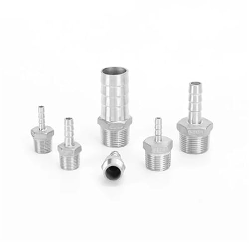 DJDLFA Edelstahl-Rohrverschraubung, 304 BSP, Außengewinde, Rohrverschraubung, Schlauchstutzen, Reduzierstück, Pagoden-Gelenkkupplung, Verbindungsstück (10 mm Rohr, 1/4 Zoll) von DJDLFA