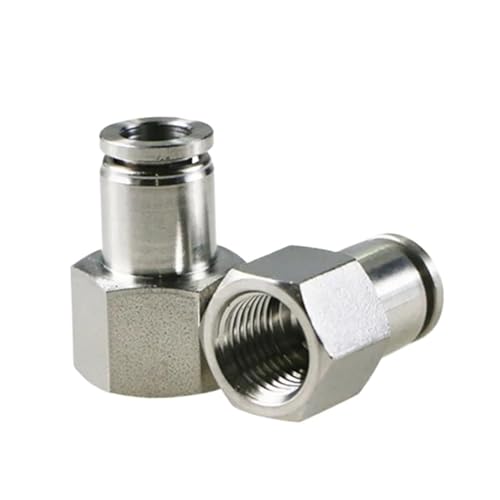 DJDLFA PCF Pneumatischer Steckverbinder 304 Edelstahl 1/8 1/4 3/8 1/2 BSP Innengewinde Pneumatischer Schnellverbinder Schlauch Luftschlauch (PCF 10-02) von DJDLFA