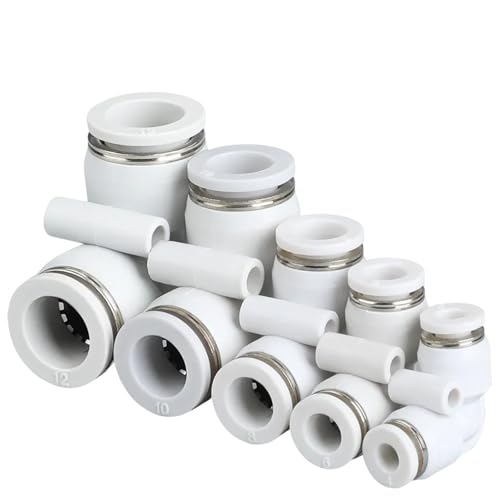 DJDLFA Pneumatischer PV-Kunststoff-Winkelbogen im V-Stil, Eck-Schnellverbinder-Set für Kompressor-Luftschlauch, Rohranschluss (PV14–14 Außendurchmesser, 14 mm), 5 Stück von DJDLFA