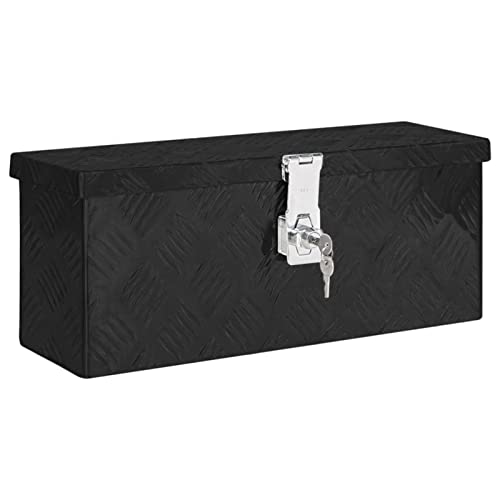 DJEKA Aluminiumbox Aufbewahrungsbox Alubox Wasserdicht Aufbewahrungskoffer Schwarz Werkzeugkasten 50 x 15 x 20.5 cm Metallkiste Abschließbar Aluminium Transportbox Für Fahrradträger Aluminium von DJEKA