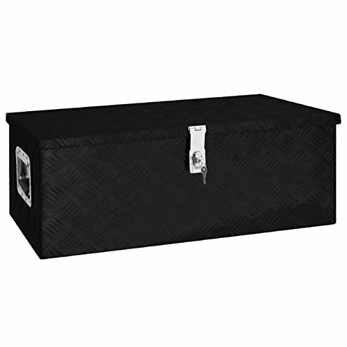 DJEKA Aluminiumbox Aufbewahrungsbox Alubox Wasserdicht Aufbewahrungskoffer Schwarz Werkzeugkasten 80 x 39 x 30 cm Metallkiste Abschließbar Aluminium Transportbox Für Fahrradträger Aluminium von DJEKA