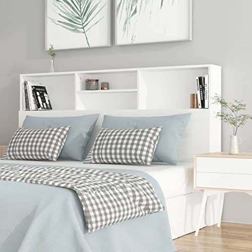 DJEKA Kopfteil Bett Mit Stauraum 160x19x103,5 cm Kopfteil mit Ablagen Kopfteil Bett Kopfenden Bett Kopfteil Kopfteil-Regal Wand-Kopfteil Bücherregal Kopfteil Weiß von DJEKA