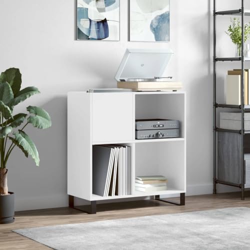 DJEKA Plattenschrank Holz Record Player Cabinet Weiß-30 Plattenspieler Schrank 84,5x38x89 cm Regal Für Schallplatten Schallplattenschrank Regal Schallplatten Holzwerkstoff von DJEKA