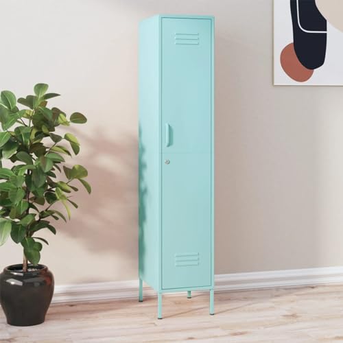 DJEKA Schließfachschrank Mintgrün Lagerschrank Spind Metallschrank Stahlschrank Aufbewahrungsschrank 35x46x180 cm Stahl Mehrzweckschrank Umkleideschrank Fächerschrank von DJEKA