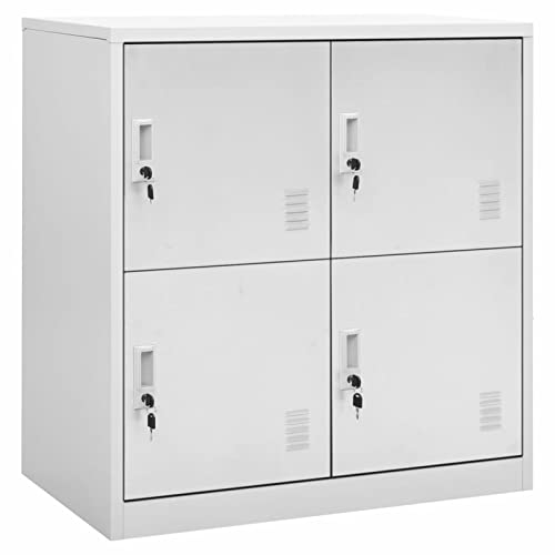 DJEKA Spind Mit 4 Fächern 1 STK Schließfachschrank 4 Fächer Stahlschrank Abschließbar Spind Schrank Hellgrau-1 Schließfächer Schrank Schließfächer Wertsachen Schrank 90x45x92,5 cm Stahl von DJEKA
