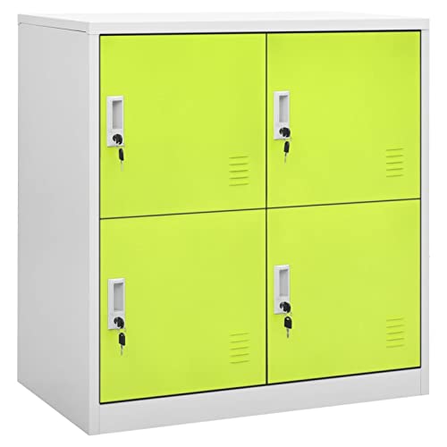 DJEKA Spind Mit 4 Fächern Schließfachschrank Stahlschrank Abschließbar Hellgrau und Grün Schließfächer Wertsachen 90x45x92,5 cm Stahl von DJEKA