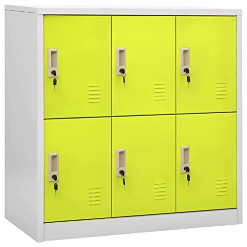 DJEKA Spind Mit 6 Fächern Schließfachschrank Stahlschrank Abschließbar Hellgrau und Grün - Wertsachen Schrank 90x45x92,5 cm Stahl von DJEKA