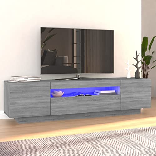 DJEKA TV Schrank led 160cm TV lowboard TV Board Fernsehschrank TV Schrank TV Bank TV Möbel Sideboard für Wohnzimmer Schlafzimmer-Grau Sonoma-160x35x40 cm von DJEKA