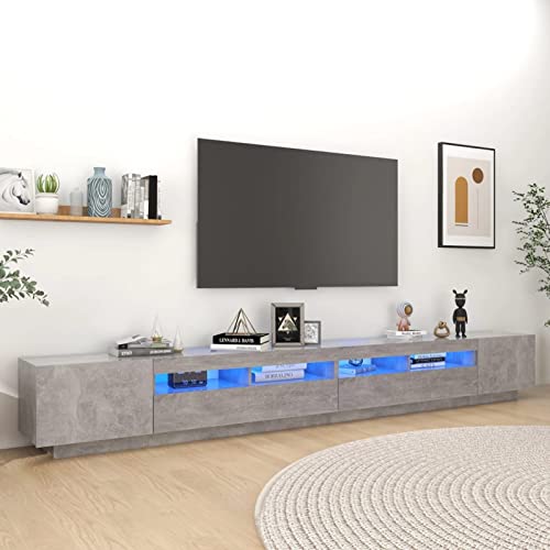 DJEKA TV Schrank led 300cm TV lowboard TV Board Fernsehschrank TV Schrank TV Bank TV Möbel Sideboard für Wohnzimmer Schlafzimmer-Betongrau-300x35x40 cm von DJEKA