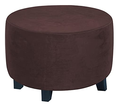 DJGDHVC Runde Ottomane Schutzhülle, Samt Hocker Abdeckung,Stretch Hockerbezug，Waschbar Hocker Protector (Khaki) (Farbe : E, Größe : 50-58cm) von DJGDHVC