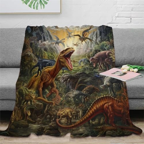 DJHVJS Dinosaurier Printed Blanket 3D Ultra Soft Fleece Blanket Flannel Velvet Plush Blanket for Bed Sofa Chair and Couch Gifts 80x90inch(200x230cm) von DJHVJS