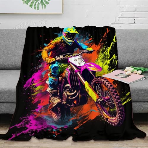 DJHVJS Motocross 3D-gedruckte Bedruckte Decke RaumdekoRatteion, Sofa-DekoRatteion Weiche Decke Geeignet Für Kinder Teenager Erwachse 60x80inch(150x200cm) von DJHVJS
