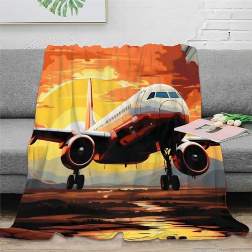 Flugzeug Warm 3D Print Blanket Plush Blanket Lightweight Cosy Blanket for Bed Sofa Chair and Couch Autumn Winter Blankets Giftsfür Kinder Teenager Erwachse 50x60inch(127x152cm) von DJHVJS
