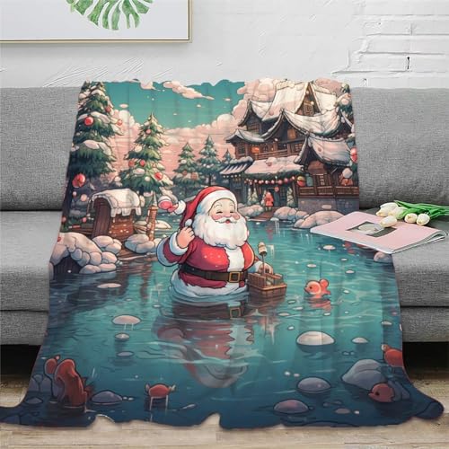 Weihnachtsmann Plush Blanket 3D Print Blanket Sofa Blanket Warm Fuzzy Blanket Gifts for Bed Sofa Chair and Couch Gifts Für Kinder Teenager Erwachse 80x90inch(200x230cm) von DJHVJS