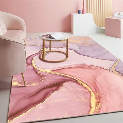 DJHWWD 160X230cm Teppich Flur rutschfest fußmatten haustür Schlafzimmer rechteckiger rosa Teppich Esszimmerteppich rutschfest deko Wohnzimmer modern küchenteppich von DJHWWD
