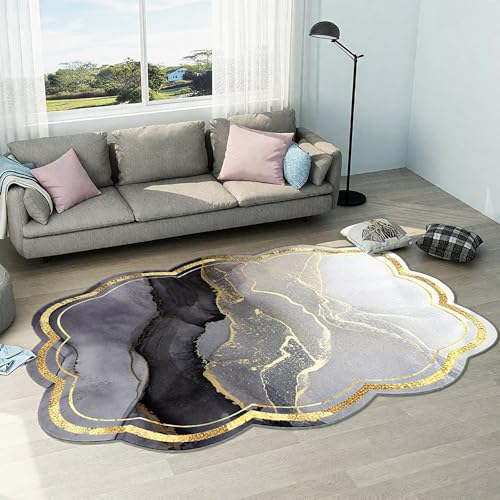 DJHWWD Antirutsch Balkon Teppich Grau 100x130CM,Moderner Stil für Neben Bett,Bürostuhl,Kinderzimmer Mädchen von DJHWWD