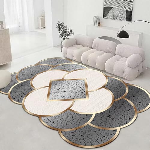 DJHWWD Antirutsch Esszimmer Teppich Groß Grau 180x250CM,Moderne Geometrie für Esstisch,Vorzimmer,Balkon von DJHWWD