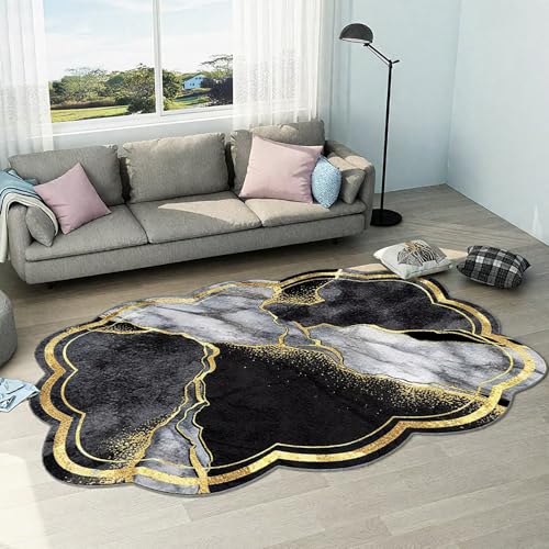 DJHWWD Antirutsch Wohnzimmerteppich Schwarz 130x180CM,Moderner Stil für Terassenaussen,Esstisch,Wohnungs von DJHWWD