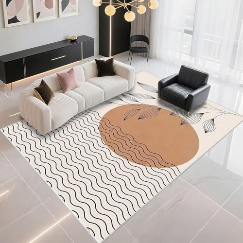 DJHWWD Auslegware Teppichboden Shed Resistant 160x200cm, Beige Braun Teppich Groß Moderne Blätter für Schlafzimmer und Küchen DJHWWD Auslegware Teppichboden Shed Resistant 160x200cm, Beige Braun Teppich Groß Moderne Blätter für Schlafzimmer und Küchen von DJHWWD