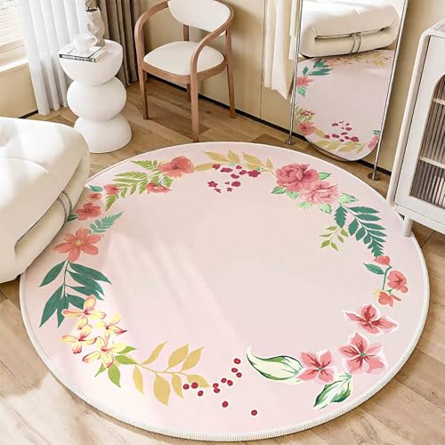 DJHWWD Bettvorleger Anti Rutsch Blumenmuster für Wohnzimmer,Küchen,Eingangsbereich 140X140cm von DJHWWD