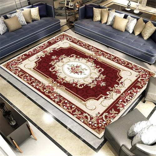 DJHWWD Bettvorleger Teppich Bett Vintage-Blumenteppich 50x80CM rot Outdoor-Teppich Flur lang Pflegeleicht von DJHWWD