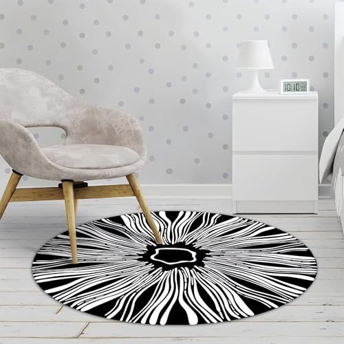 DJHWWD Büro Teppich Antirutsch Teppich Groß Schwarz-Weiß Modern für Küchen,Haustür,Eingangsbereich 200X200CM von DJHWWD