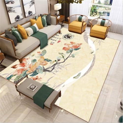 DJHWWD Büro Teppich tepich Waschbarer dekorativer Teppich mit chinesischem Druckmuster 100x210CM Mehrfarbig Klein Teppich Teppich Boden von DJHWWD